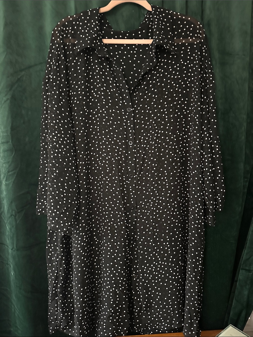 Black Polka Dot Button-Front Women’s Tunic